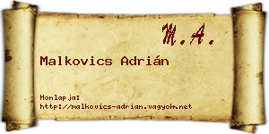 Malkovics Adrián névjegykártya